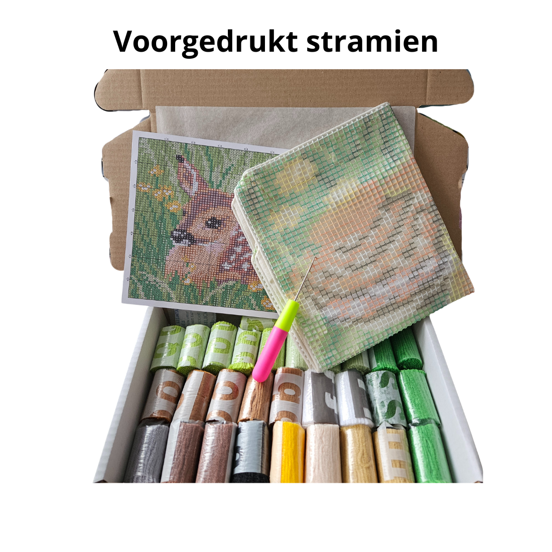 Latch hook kussen Hertje - 43 x 43 cm