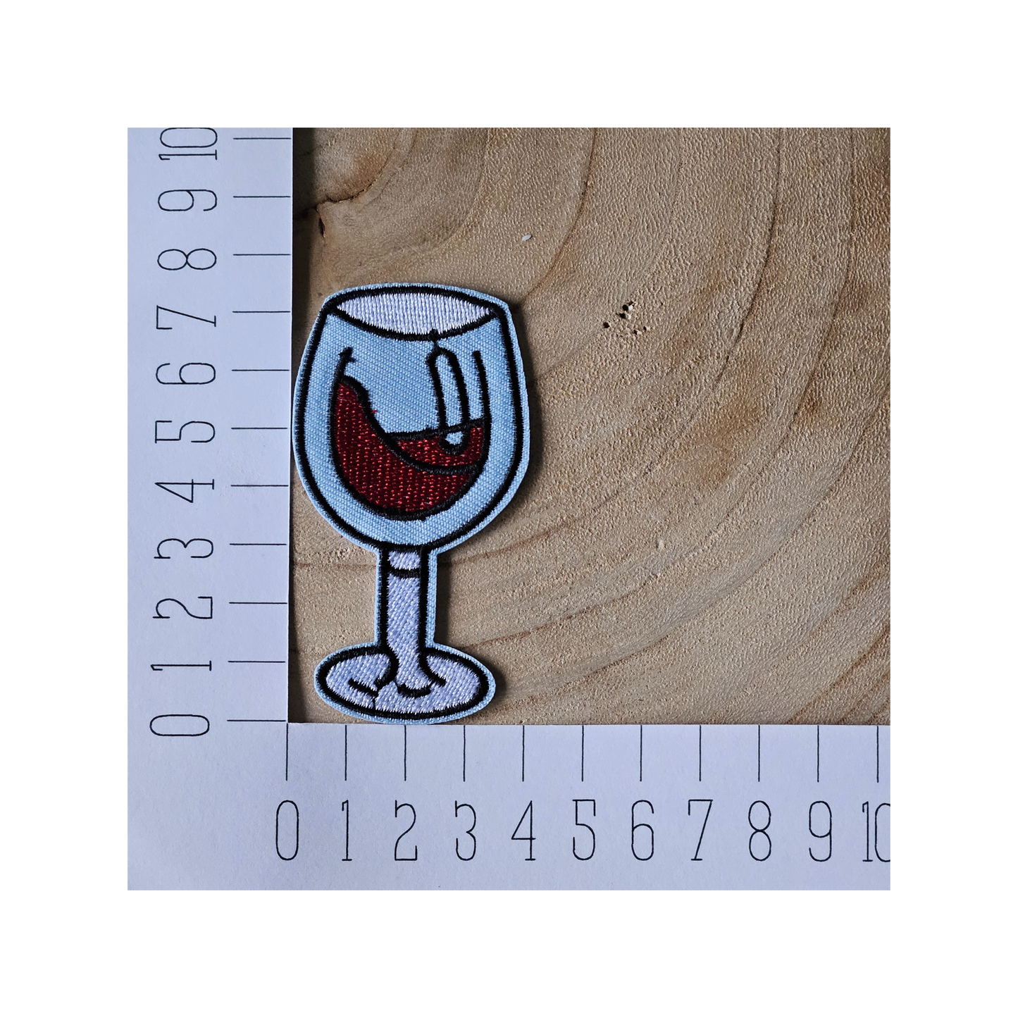 Strijk embleem - Iron on Patch - Wijn glas