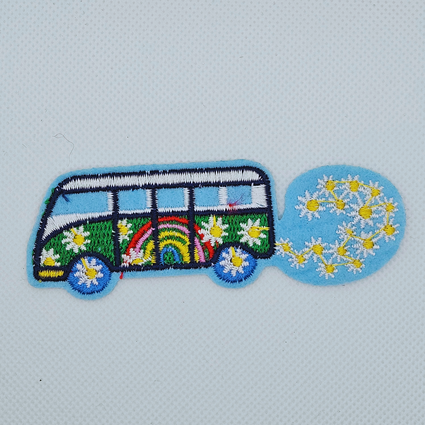 Strijk embleem - Iron on Patch - Bus met bloemen