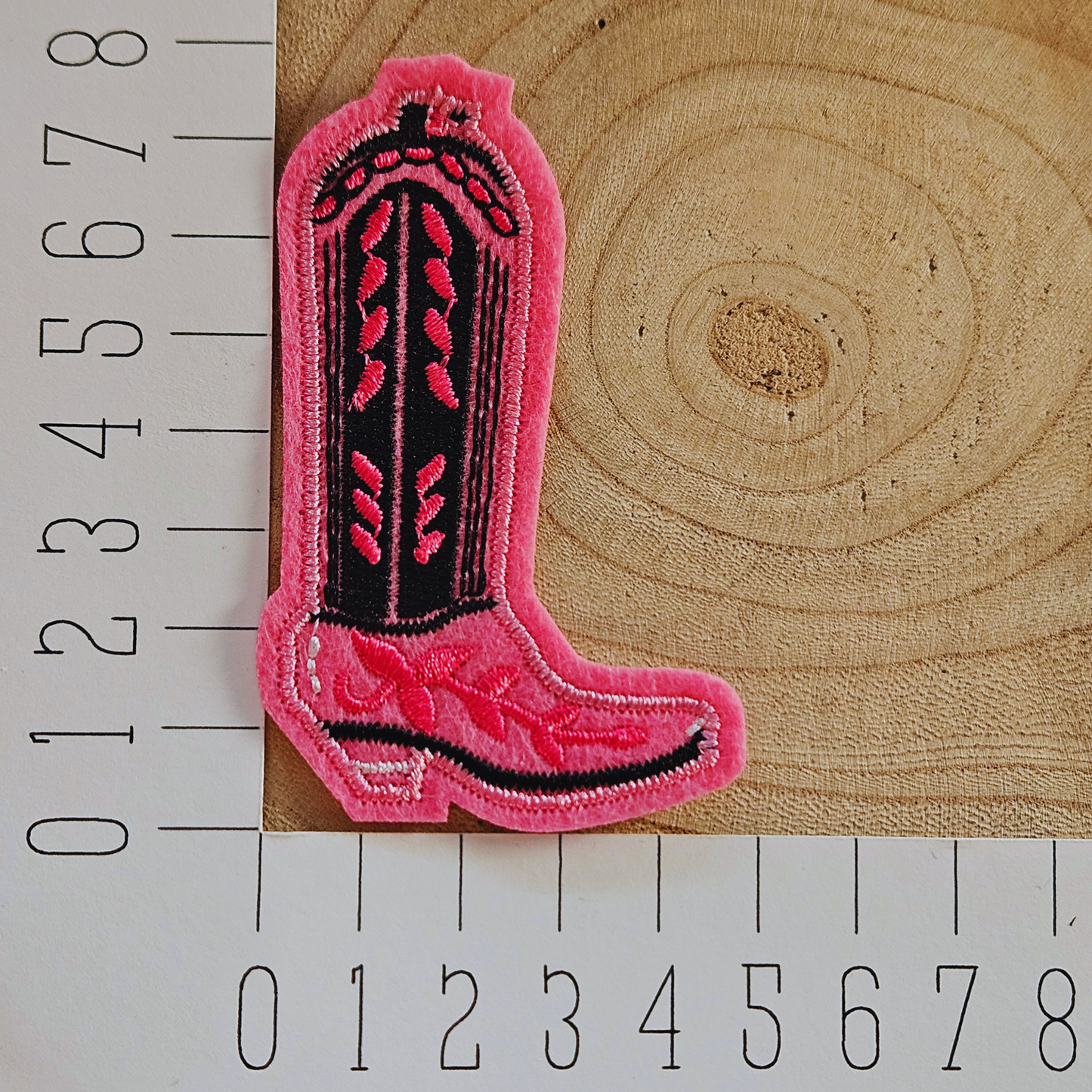 Strijk embleem - Iron on Patch - Roze cowboy laars