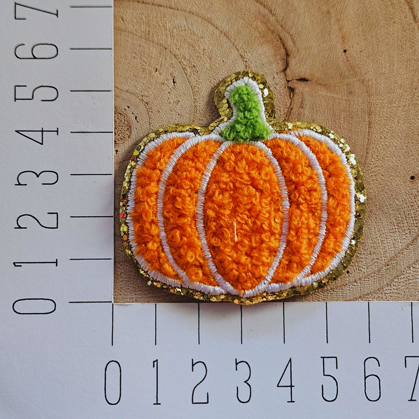 Strijk embleem - Iron on Patch - Pompoen oranje fluffy