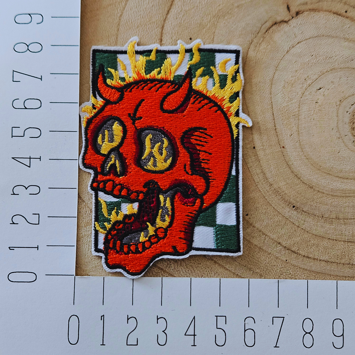 Strijk embleem - Iron on Patch - Duivel schedel