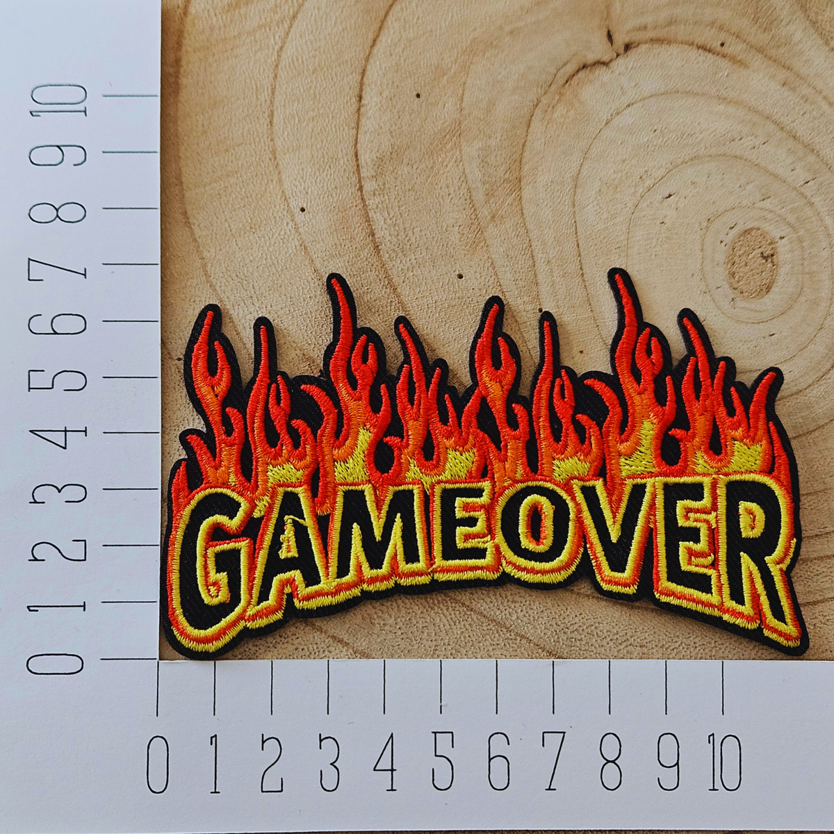 Strijk embleem - Iron on Patch - Game over in vlammen