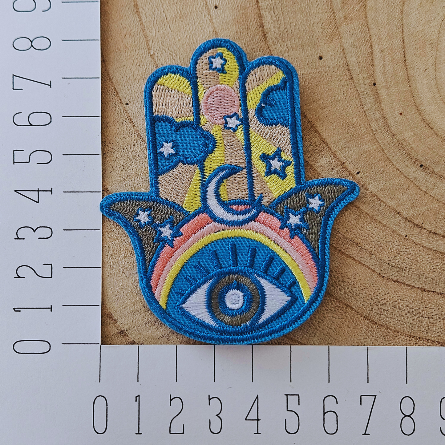 Strijk embleem - Iron on Patch - Hand met oog (Hamsa)