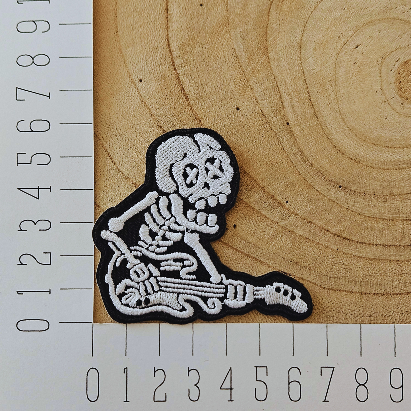 Strijk embleem - Iron on Patch - Skelet met gitaar