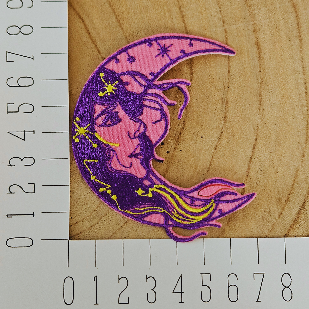 Strijk embleem - Iron on Patch - Maan met gezicht