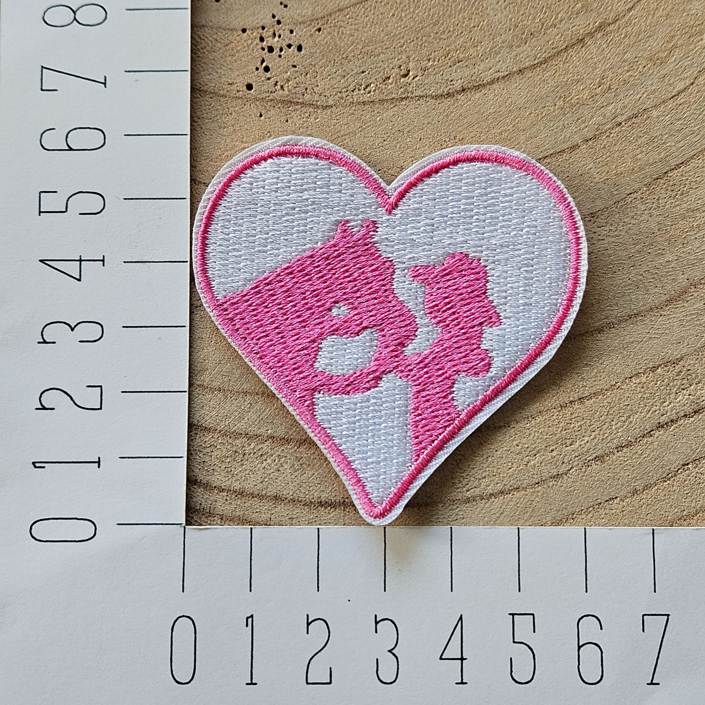 Strijk embleem - Iron on Patch - Roze hart paard en girl
