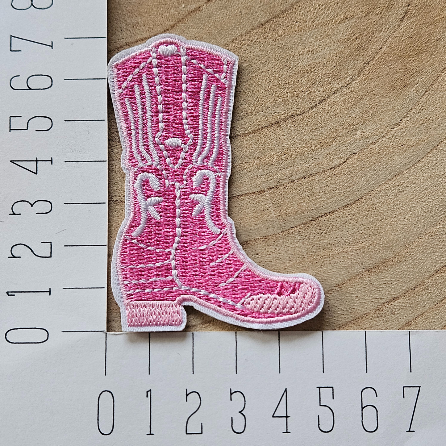 Strijk embleem - Iron on Patch - Roze cowboylaars