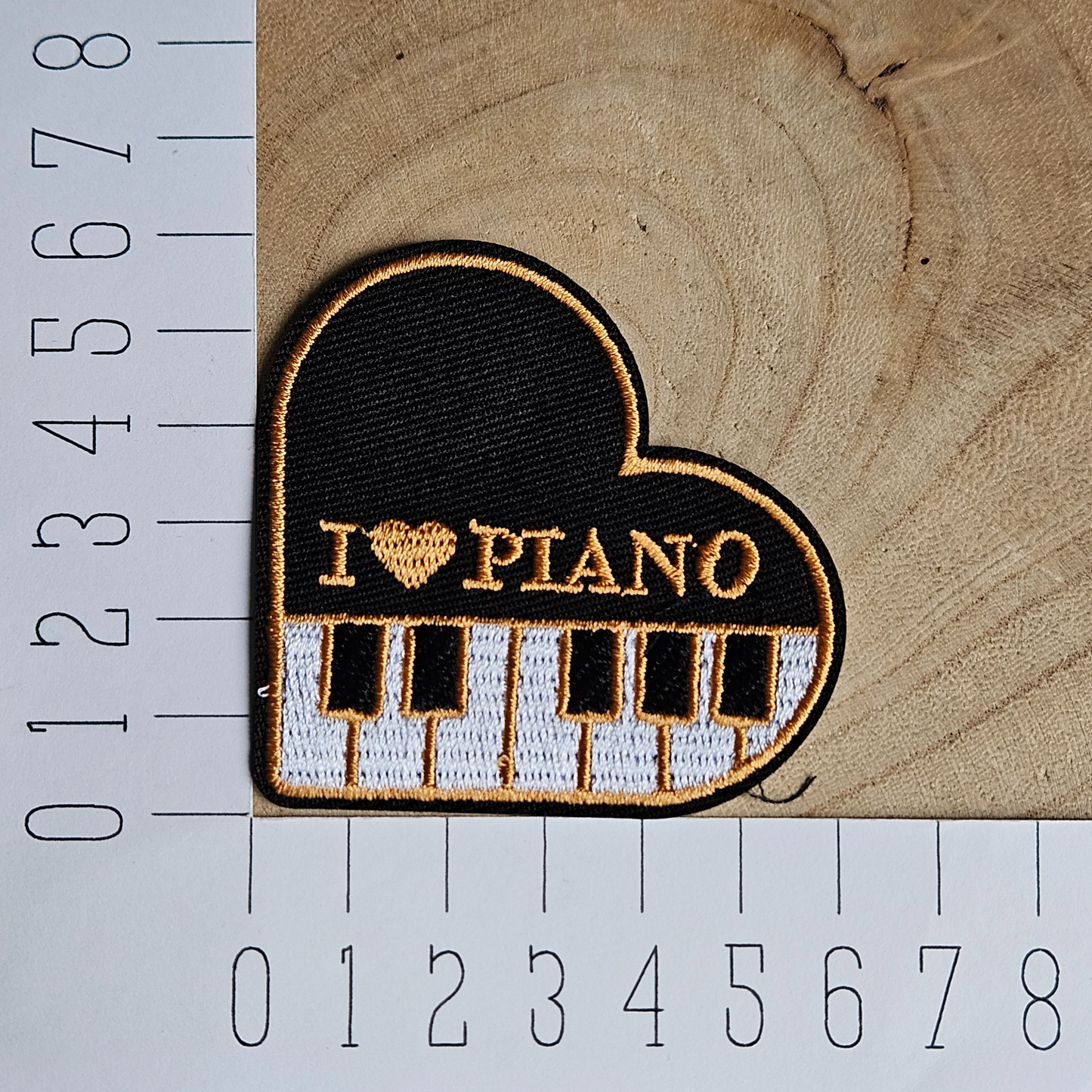 Strijk embleem - Iron on Patch - Hart I love piano