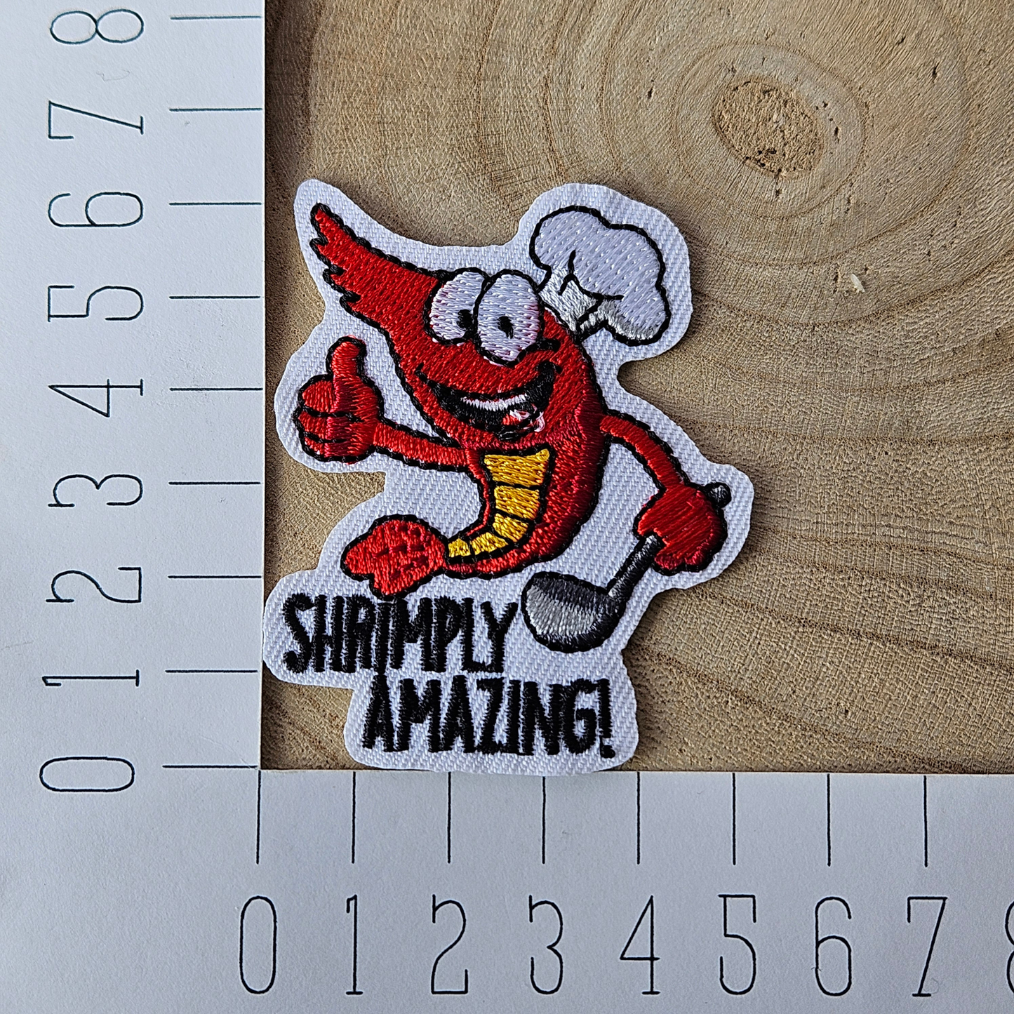 Strijk embleem - Iron on Patch - Garnaal - Shrimply amazing!
