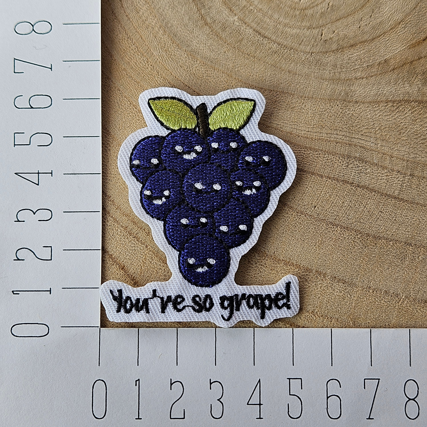 Strijk embleem - Iron on Patch - Druiven - You're so grape