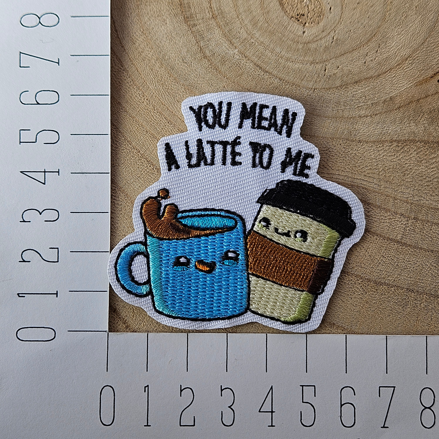 Strijk embleem - Iron on Patch - Koffie - You mean a latte to me