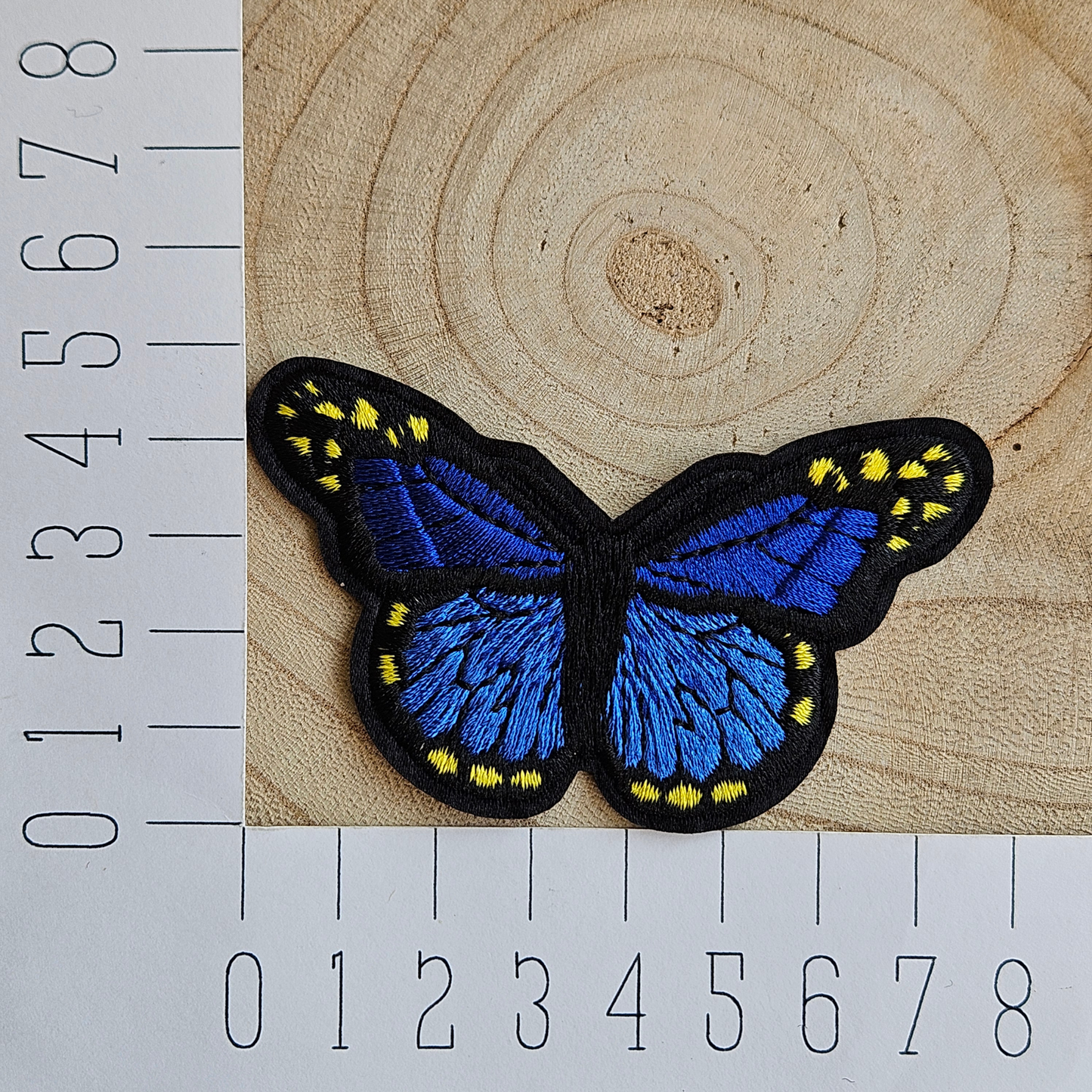 Strijk embleem - Iron on Patch - Vlinder Donker blauw