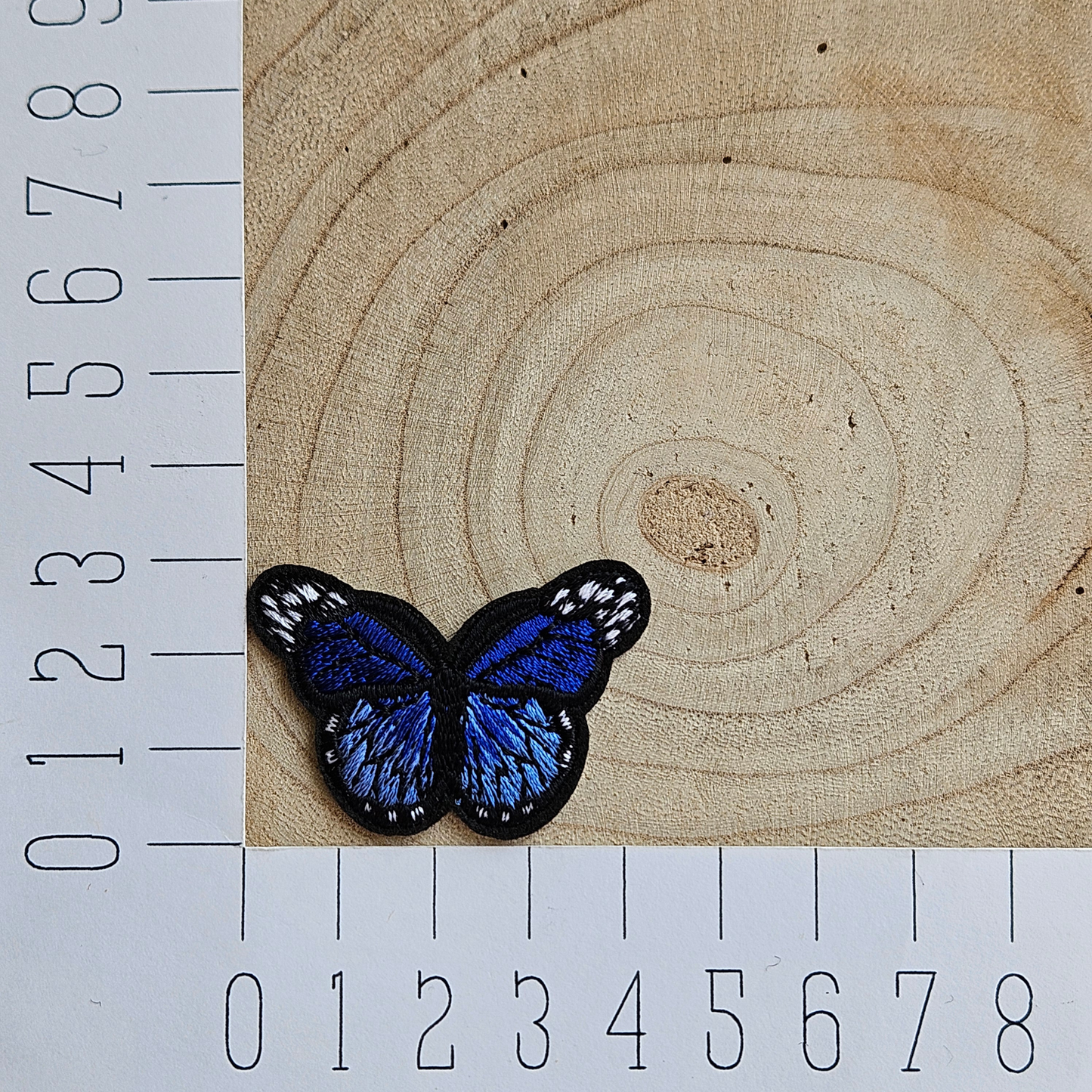 Strijk embleem - Iron on Patch - Vlinder klein blauw