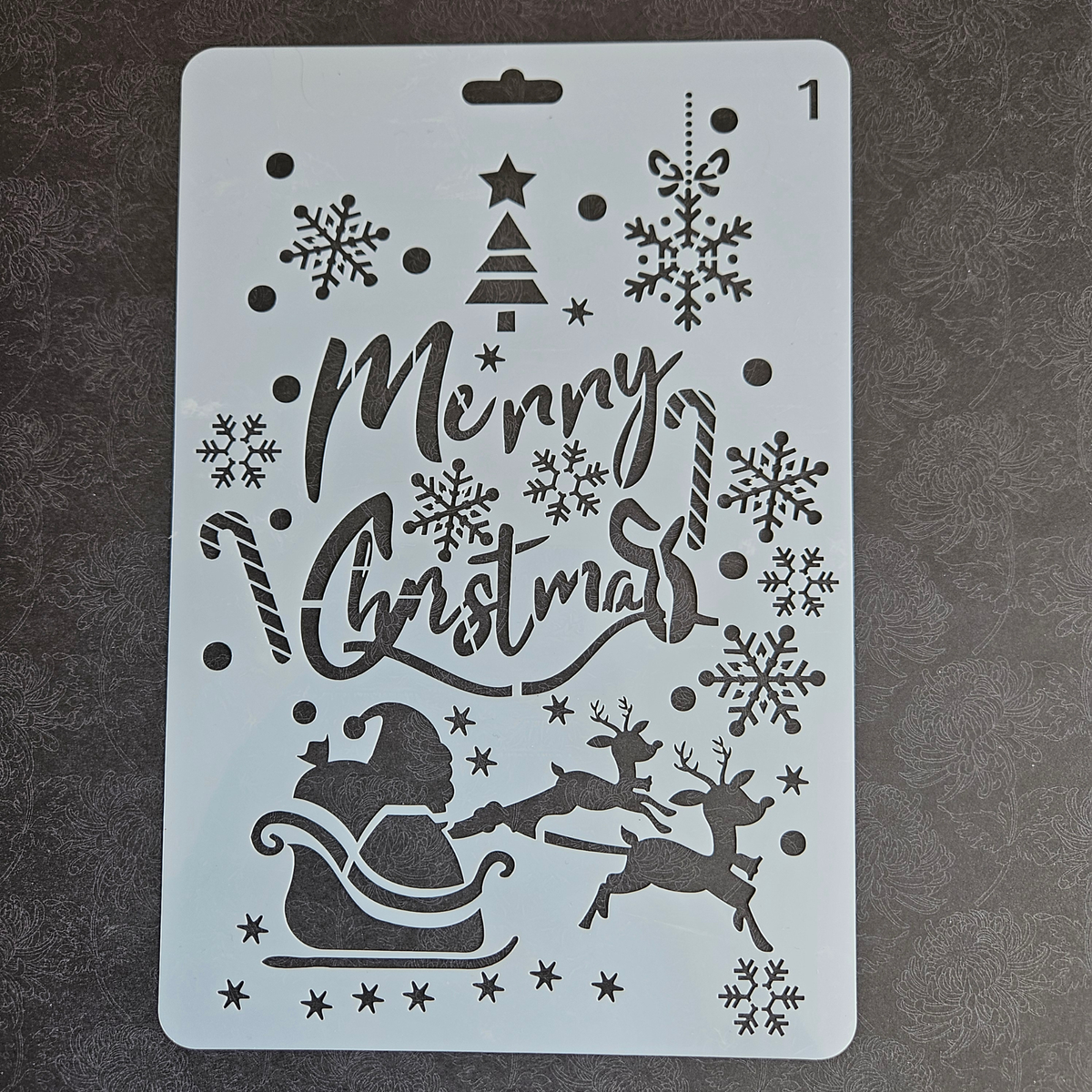 Hobby stencil Kerst - Merry Christmas, Slee met rendieren - A5+