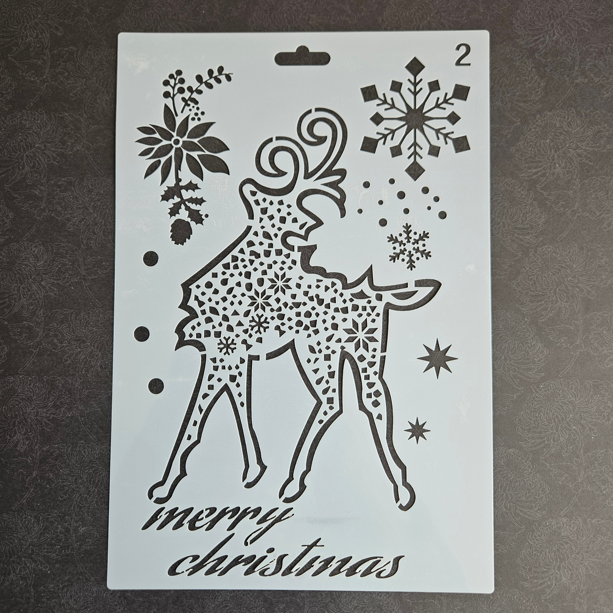 Hobby stencil Kerst - Merry Christmas, Rendier - A5+