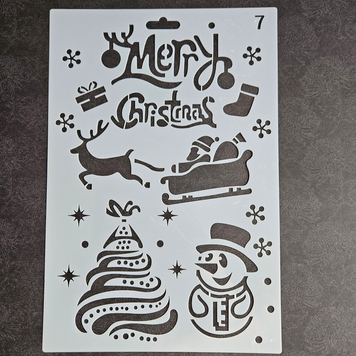 Hobby stencil Kerst - Merry Christmas, sneeuwpop, slee, kerstboom - A5+