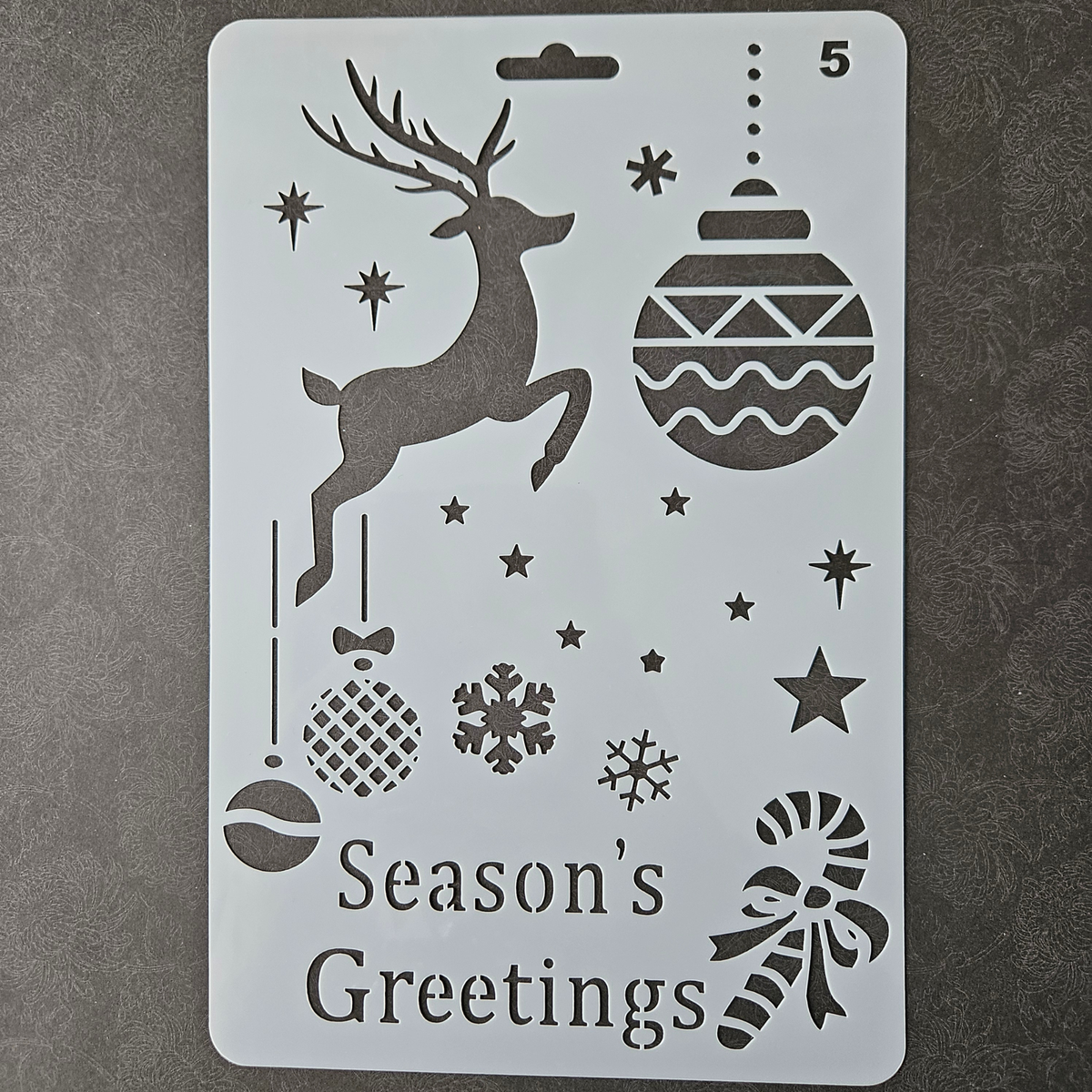Hobby stencil - Season's greetings rendier, kerstbal - A5+
