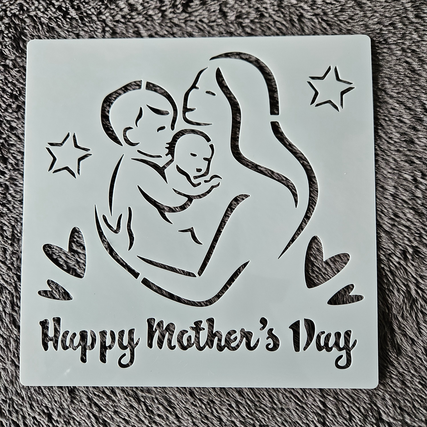 Hobby stencil - Happy mother's day moeder met kinderen - 15 x 15 cm