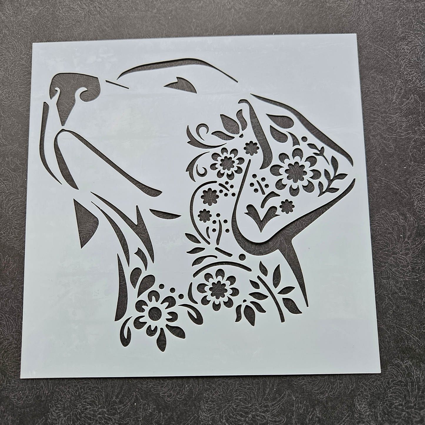 Hobby stencil - Hond met bloemen - 15x15 cm