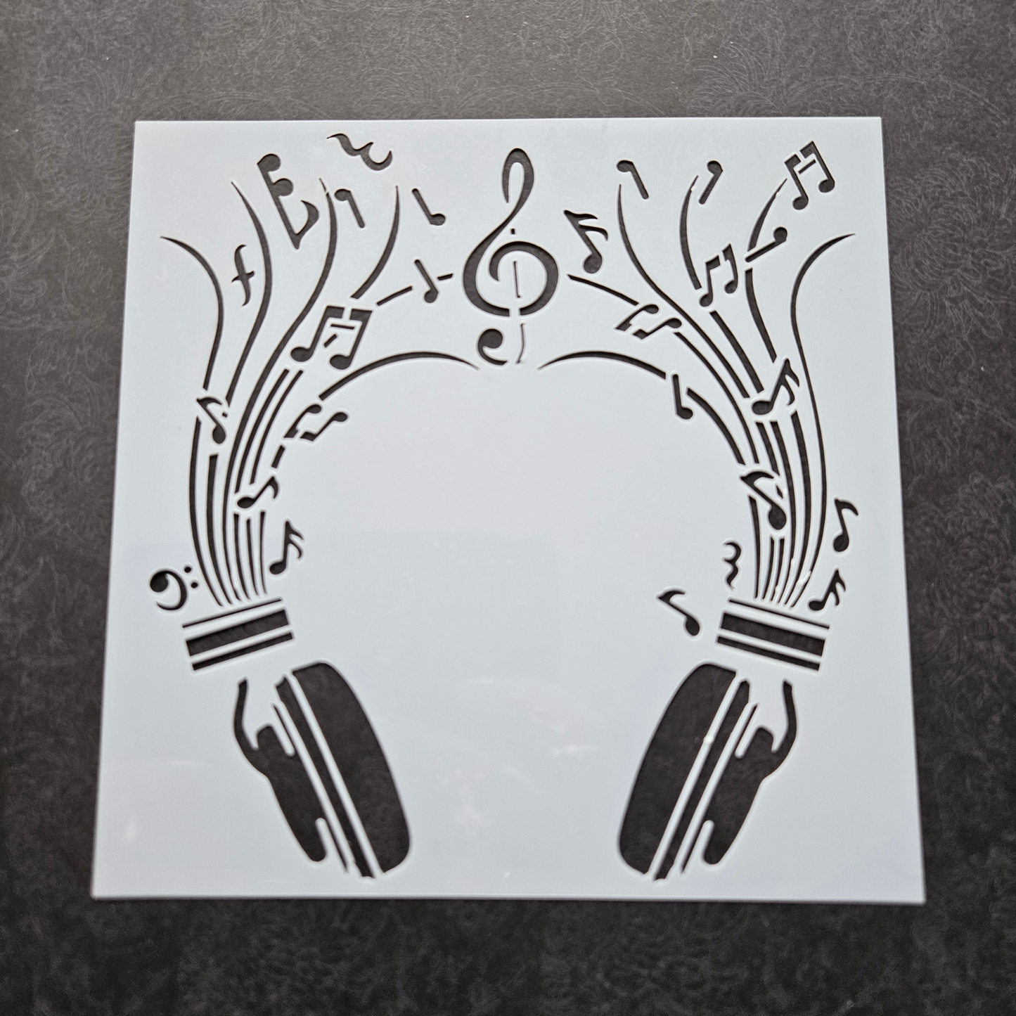 Hobby stencil - Muziek noten koptelefoon - 15x15 cm