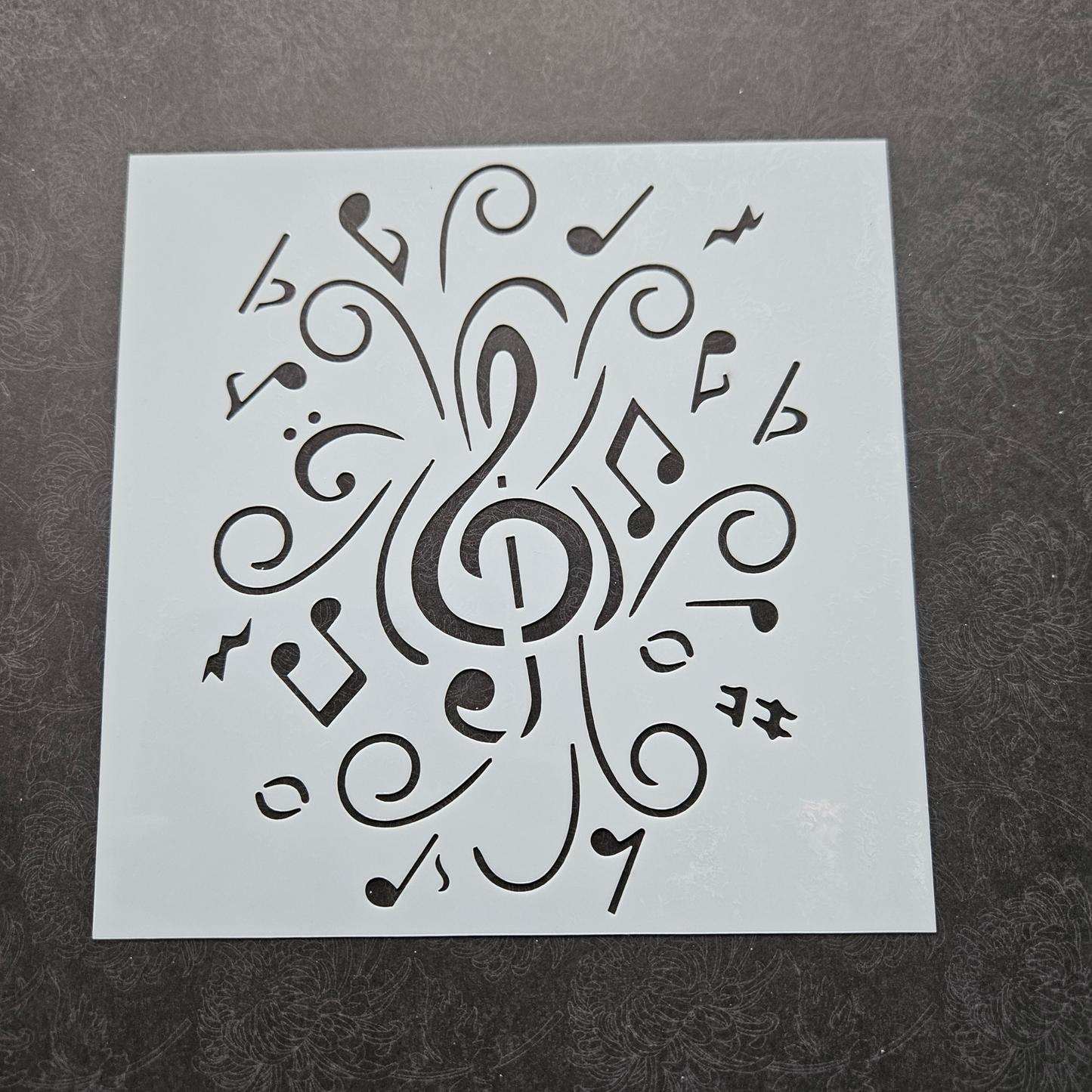 Hobby stencil - G sleutel en muzieknoten - 15x15 cm