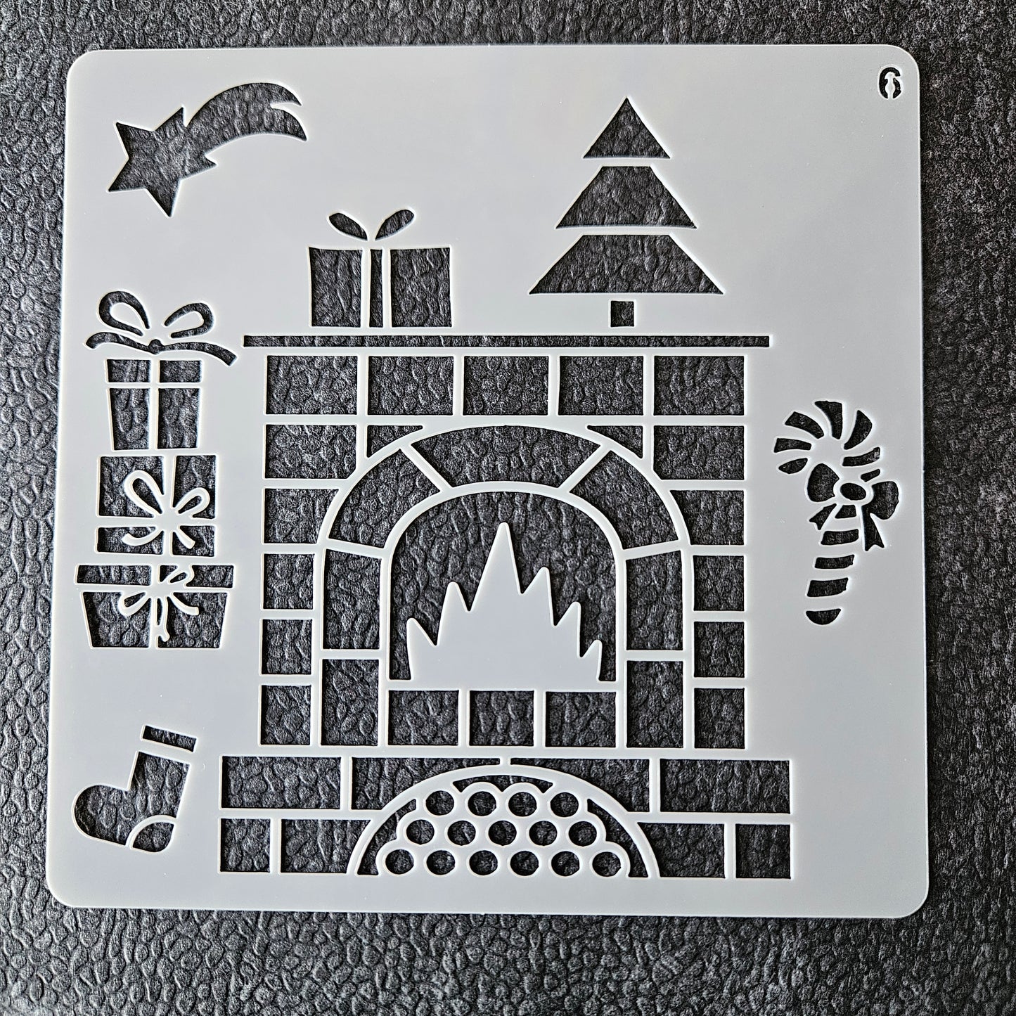 Hobby stencil Kerst - Openhaard - 13 x 13