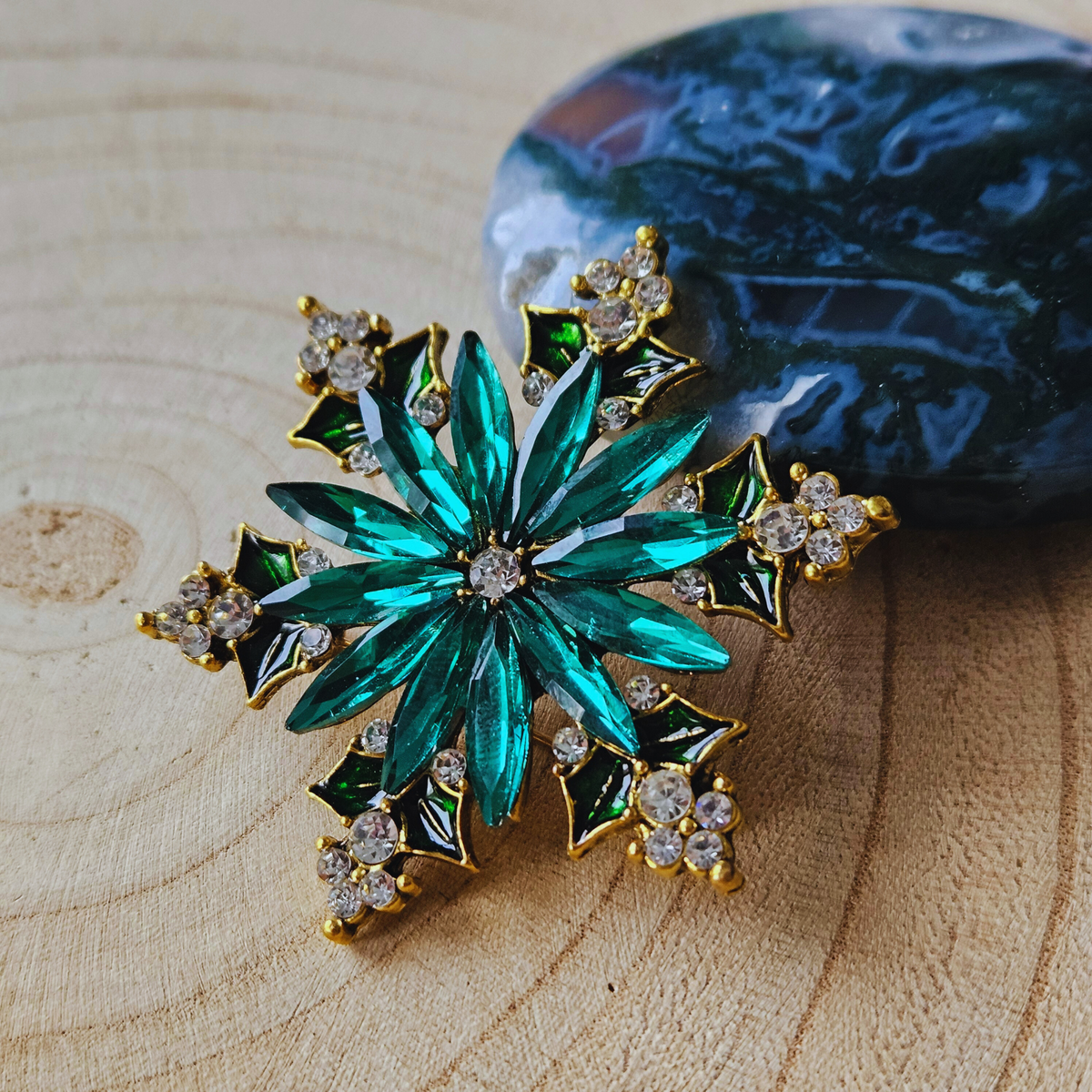 Broche - Sneeuwvlok - groen