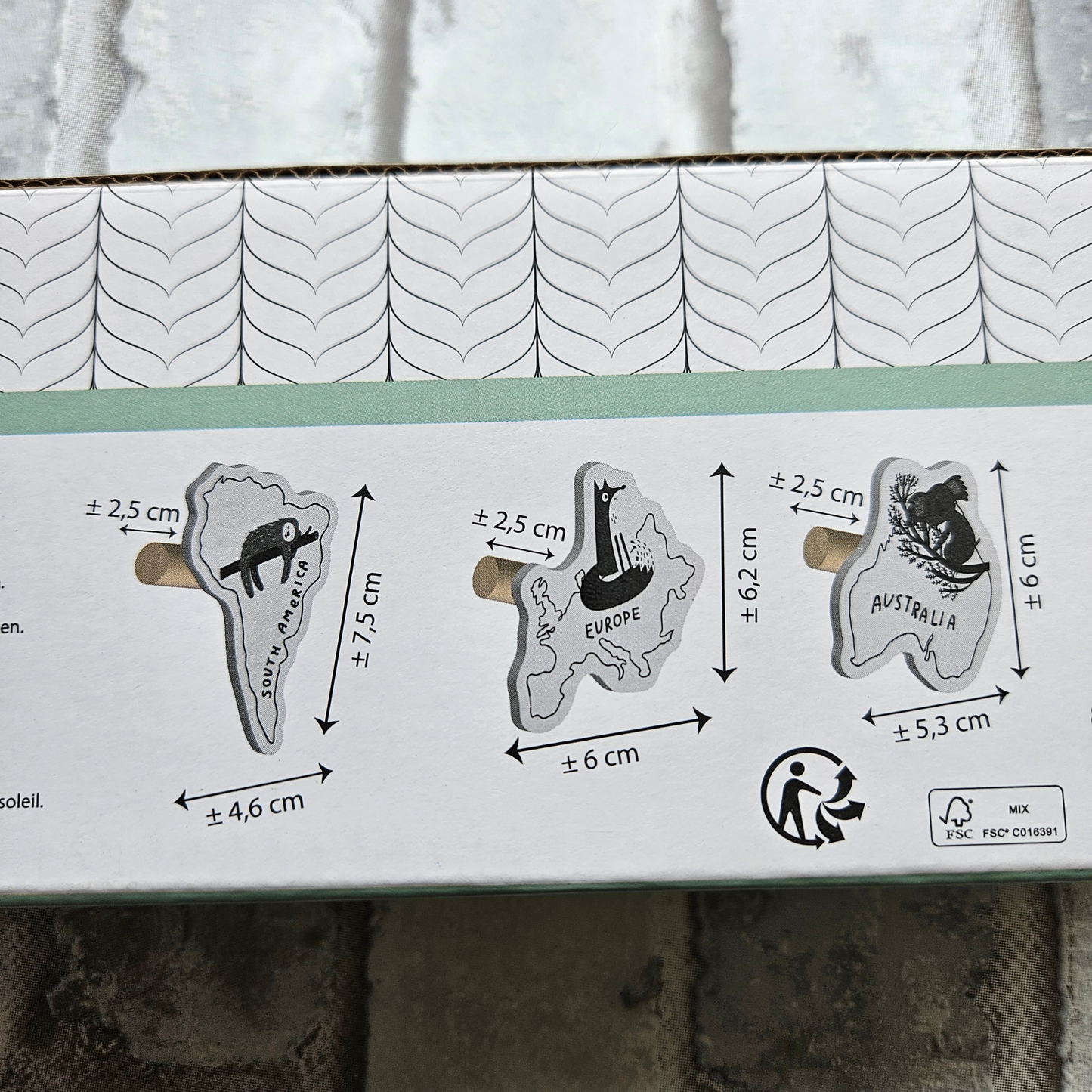 Kapstokhaakjes - Landen en dieren - Kinderkamer - 3 stuks