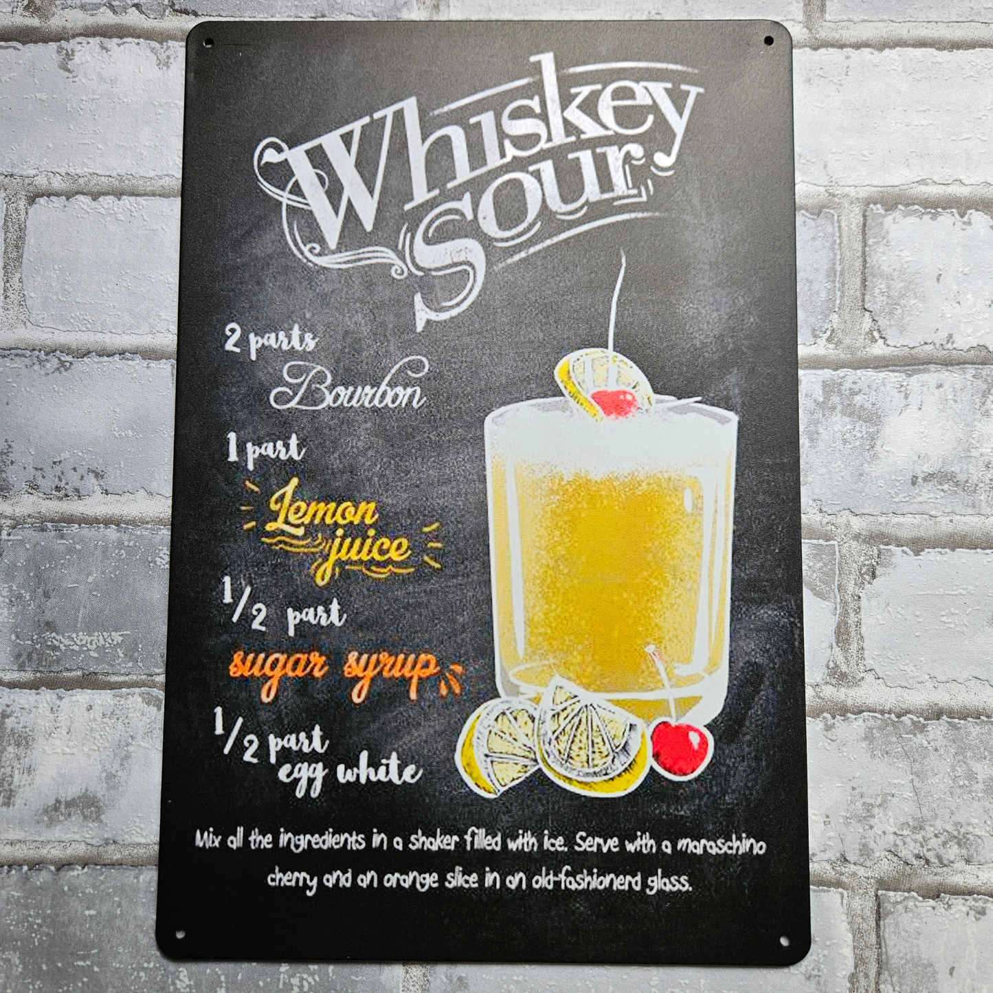 Metalen wandbord - A4 - Whiskey sour