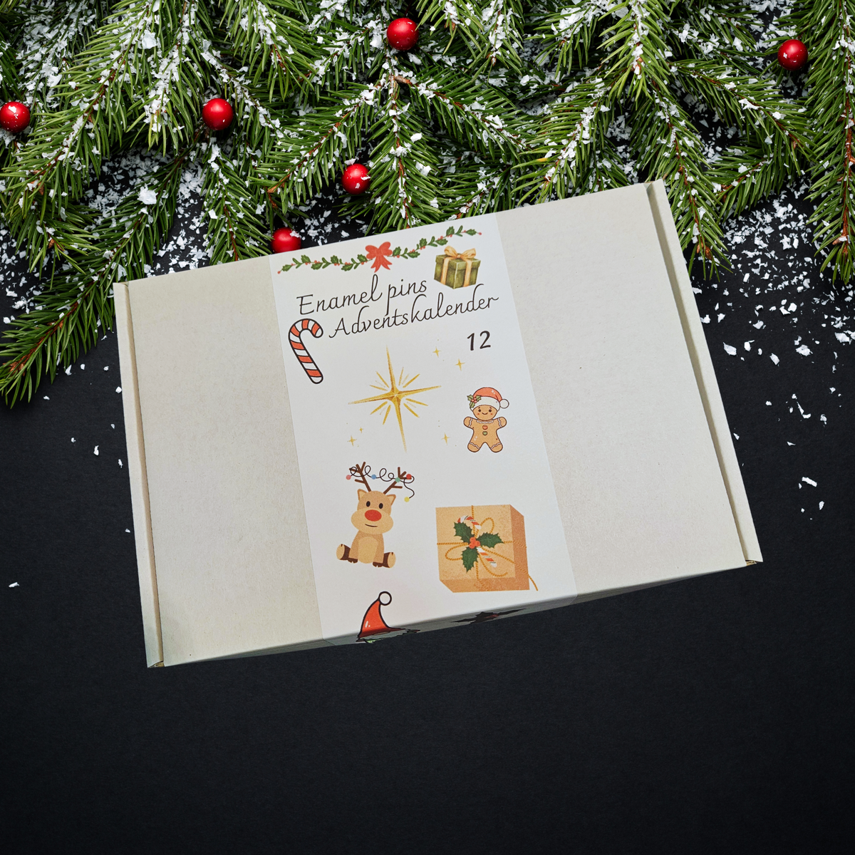 Enamel pin adventskalender - 12 stuks
