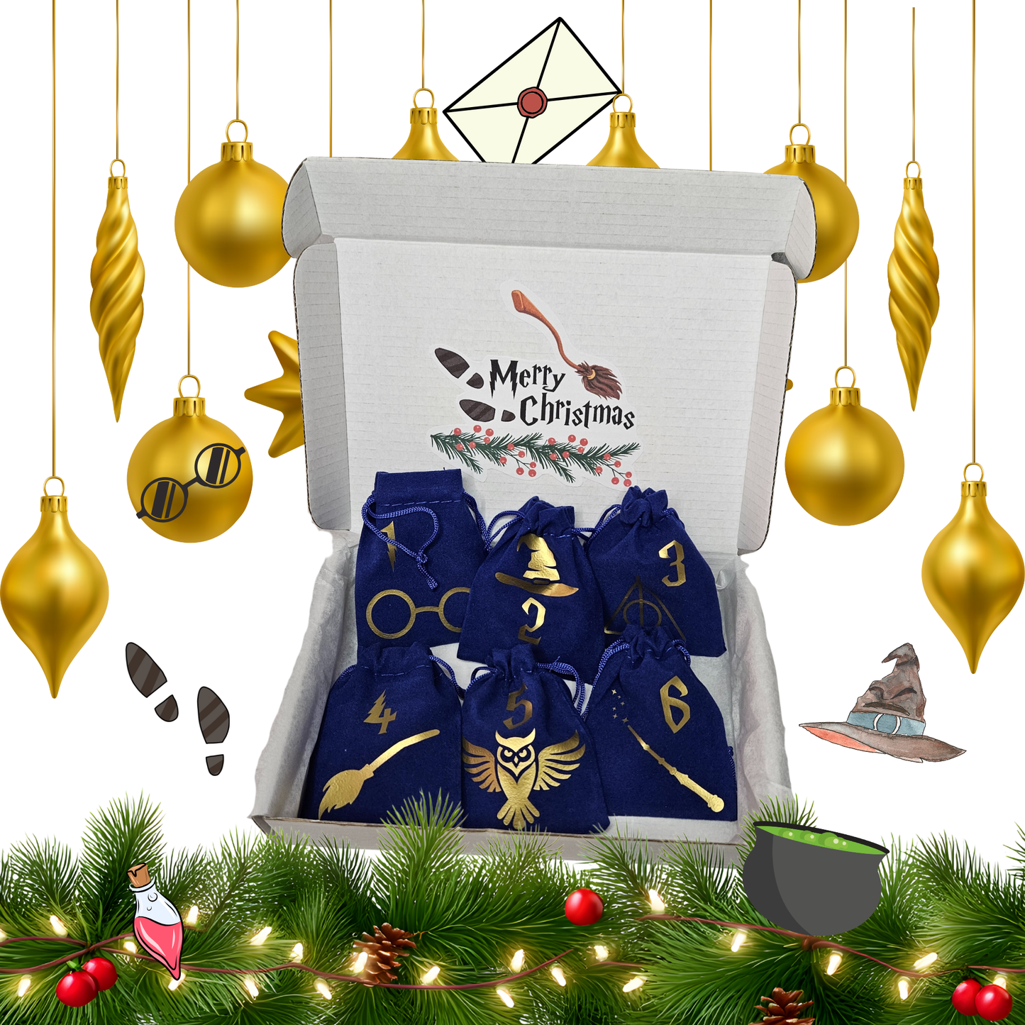 Enamel pin adventskalender - 6 stuks - Tovenaarsschool