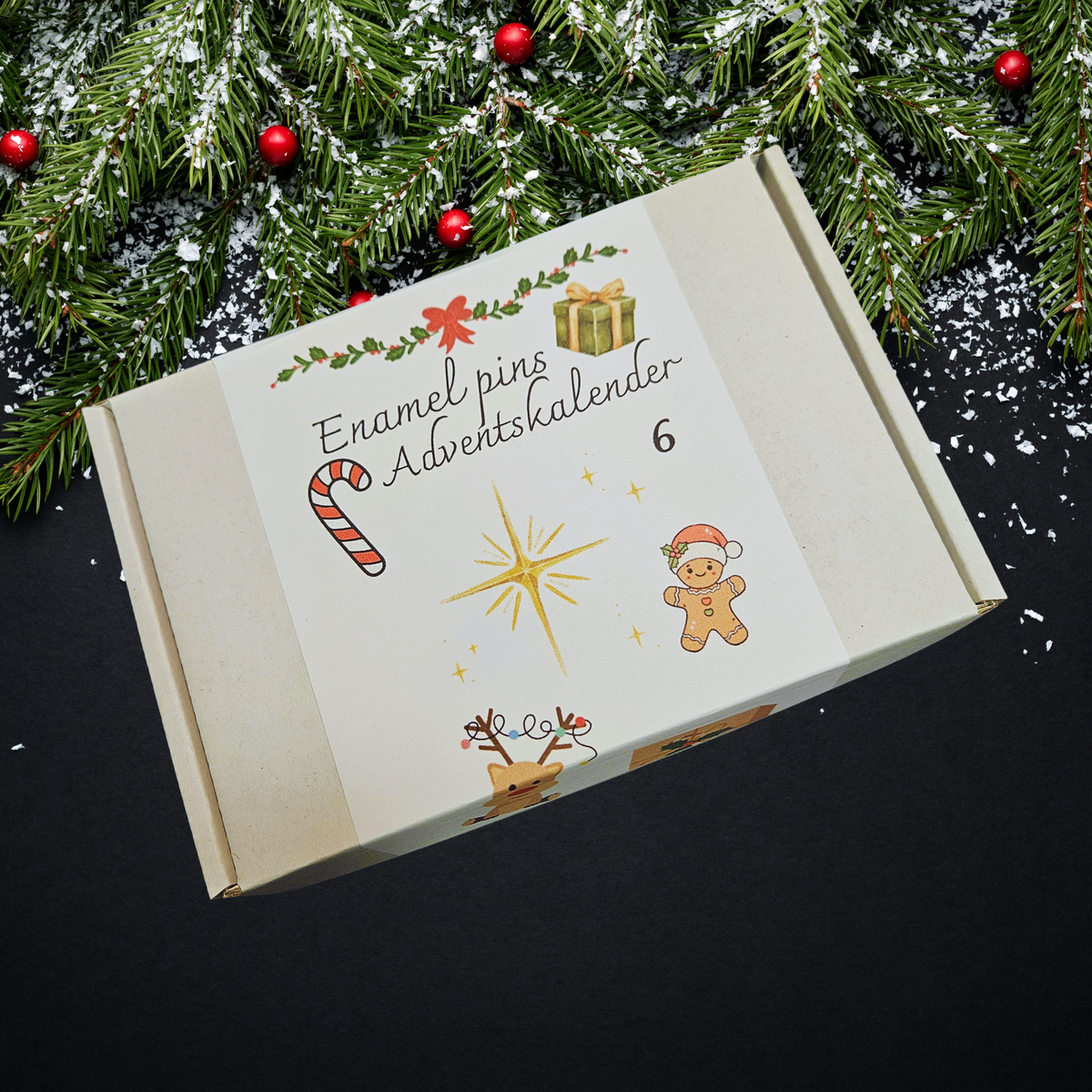 Enamel pin adventskalender - 6 stuks
