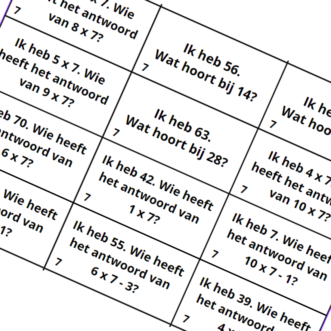 Actie reactie spel - Tafeltjes 2 t/m 12 - Hobby en meer