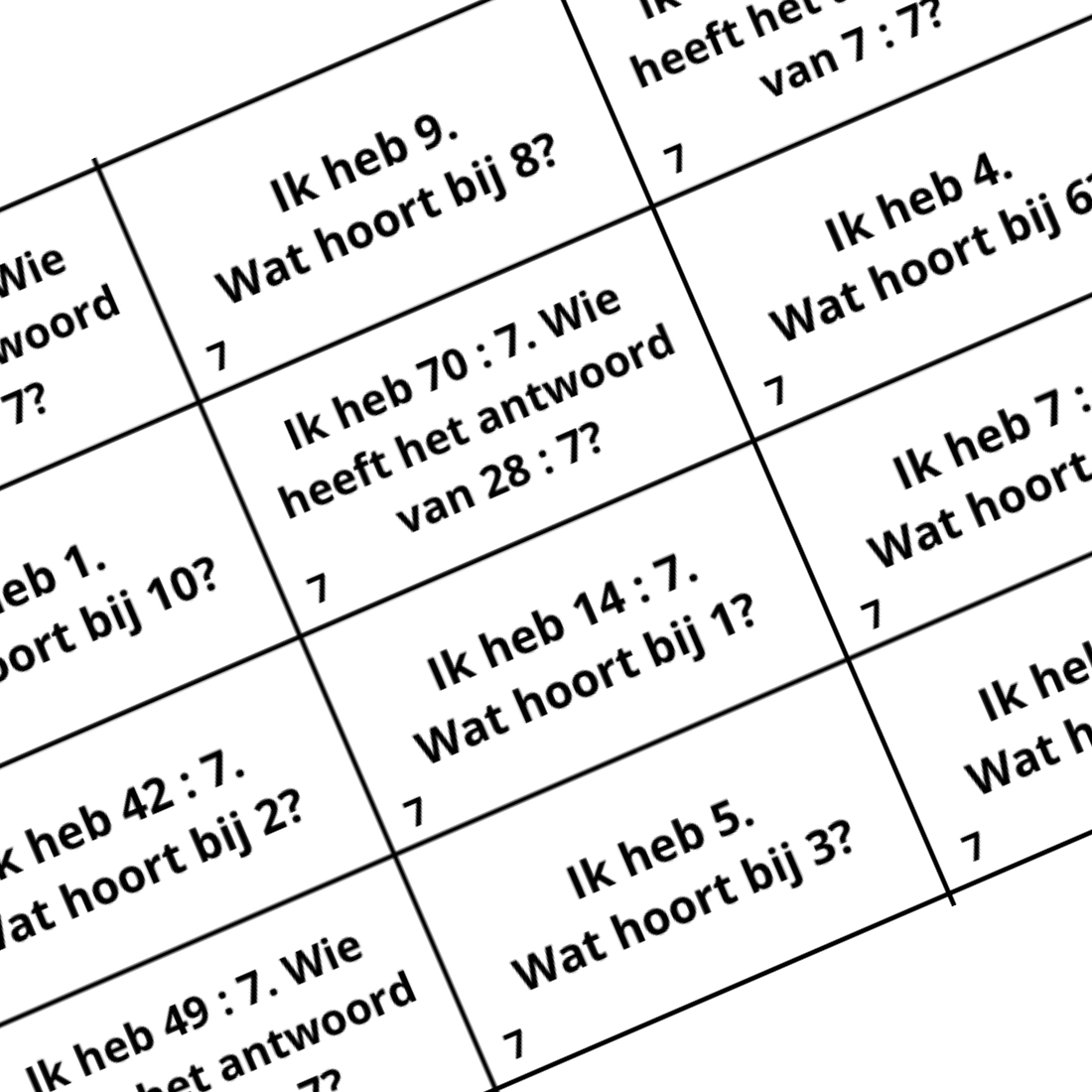 Actie reactie spel - Deel tafeltjes 2 t/m 12