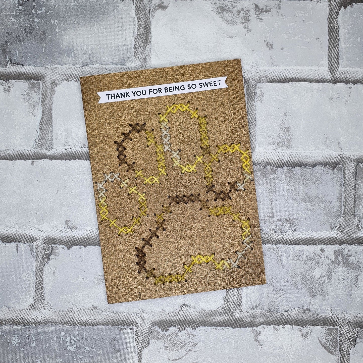 Bedankt kaart - Hondenpoot - geborduurd - Thank you for being so sweet - Hobby en meer