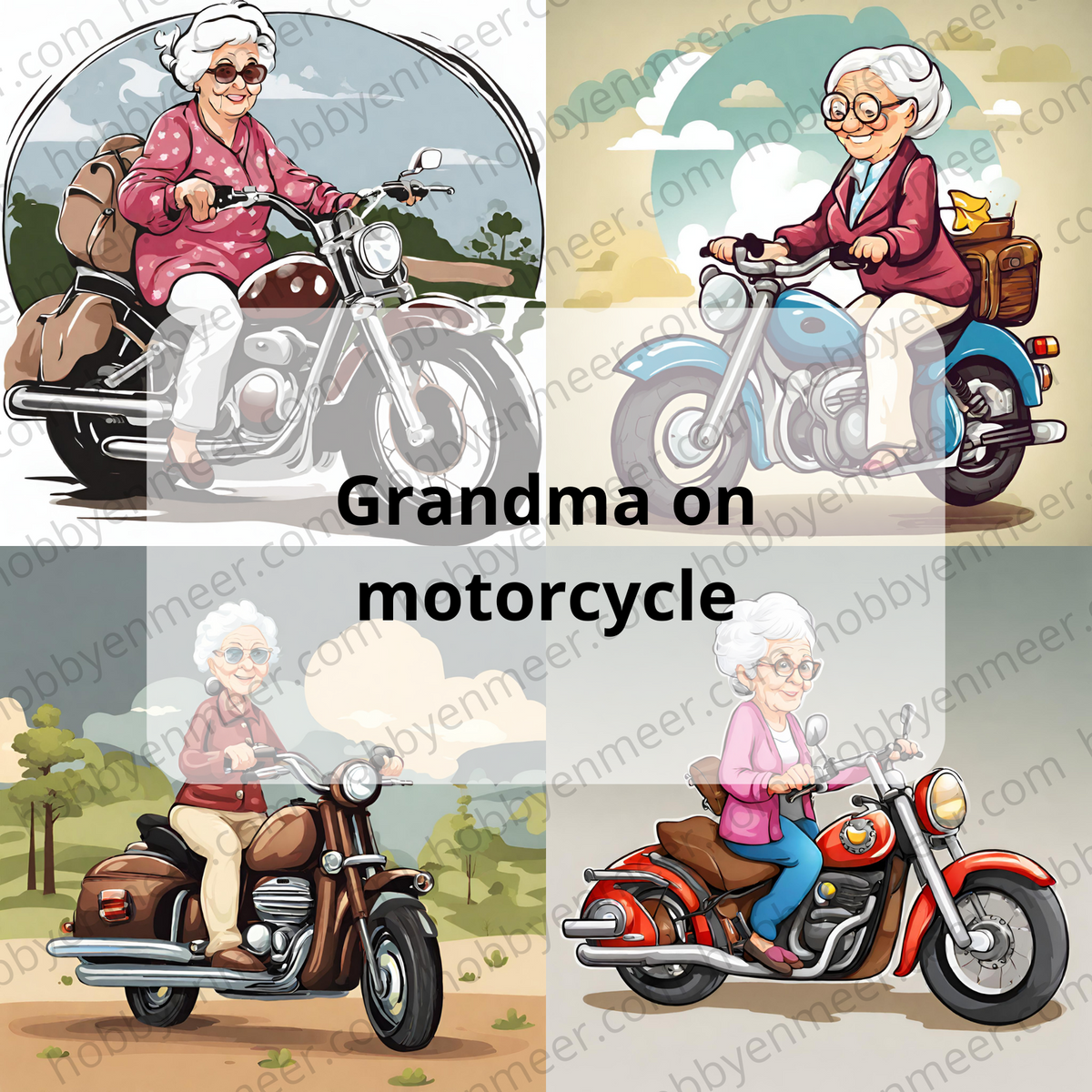 Clipart - Sublimatie - Opa en oma op de motor