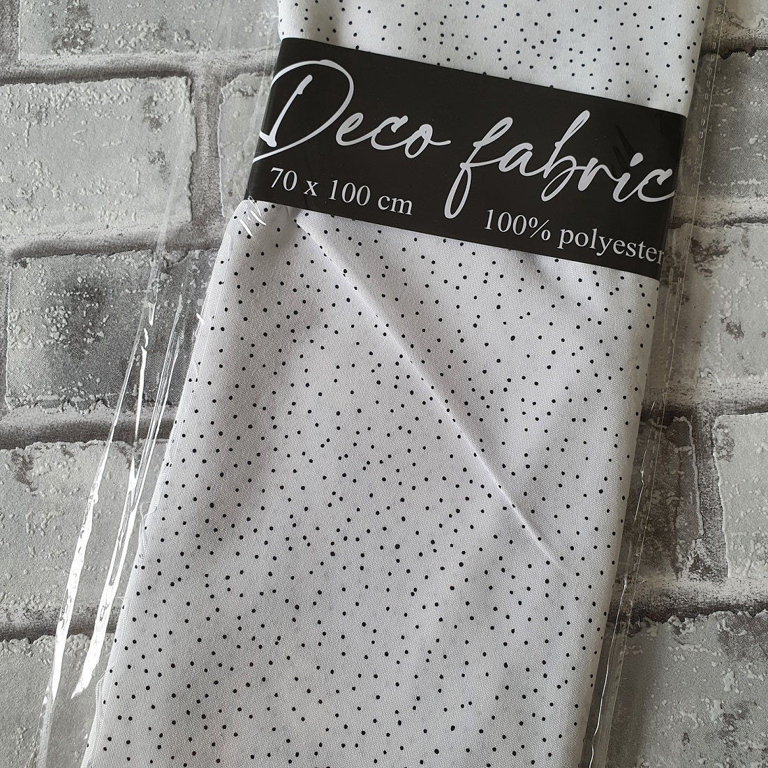 Deco stof - 70 x 100 cm - Wit met spikkels - Hobby en meer