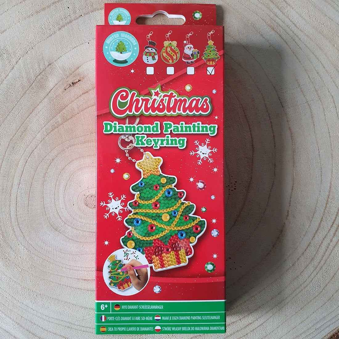 Diamond painting - Sleutelhanger Kerstboom- Ronde steentjes