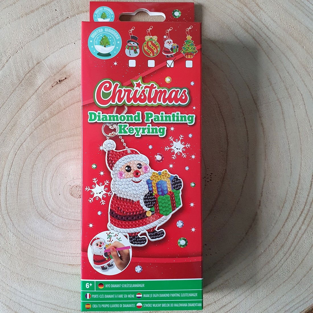 Diamond painting - Sleutelhanger Kerstman- Ronde steentjes - Hobby en meer