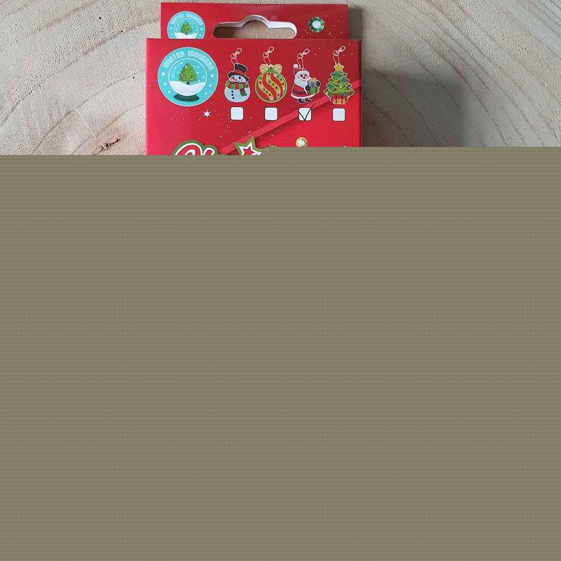 Diamond painting - Sleutelhanger Kerstman- Ronde steentjes