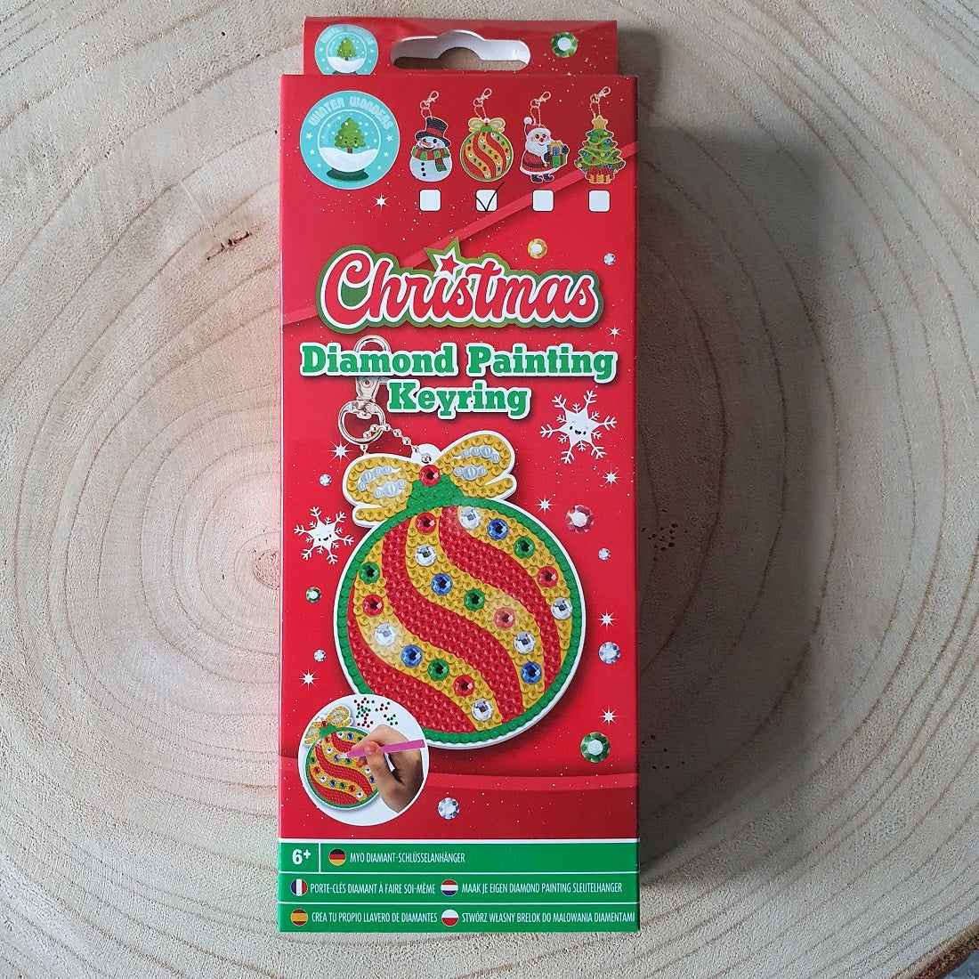 Diamond painting - Sleutelhanger kerstbal - Ronde steentjes