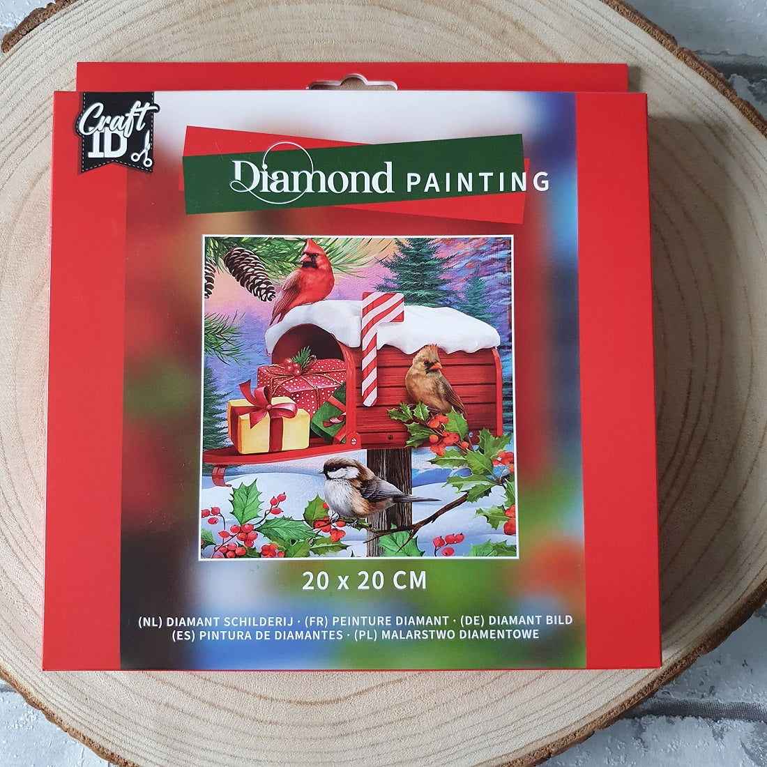 Diamond painting Brievenbus in de sneeuw - 20 x 20 cm - Ronde steentjes