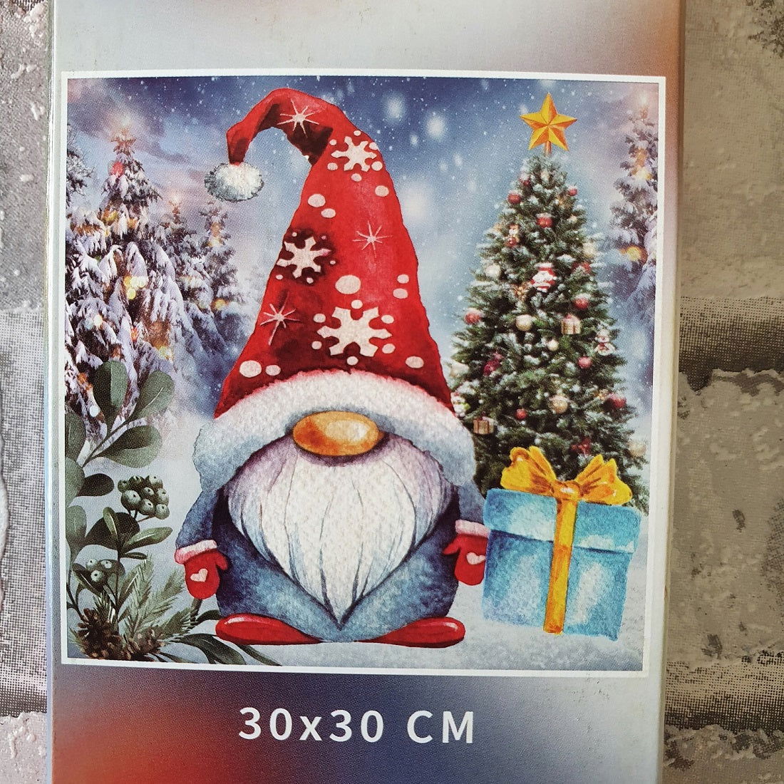 Diamond painting Kerst gnome - 30 x 30 cm - Ronde steentjes - Hobby en meer