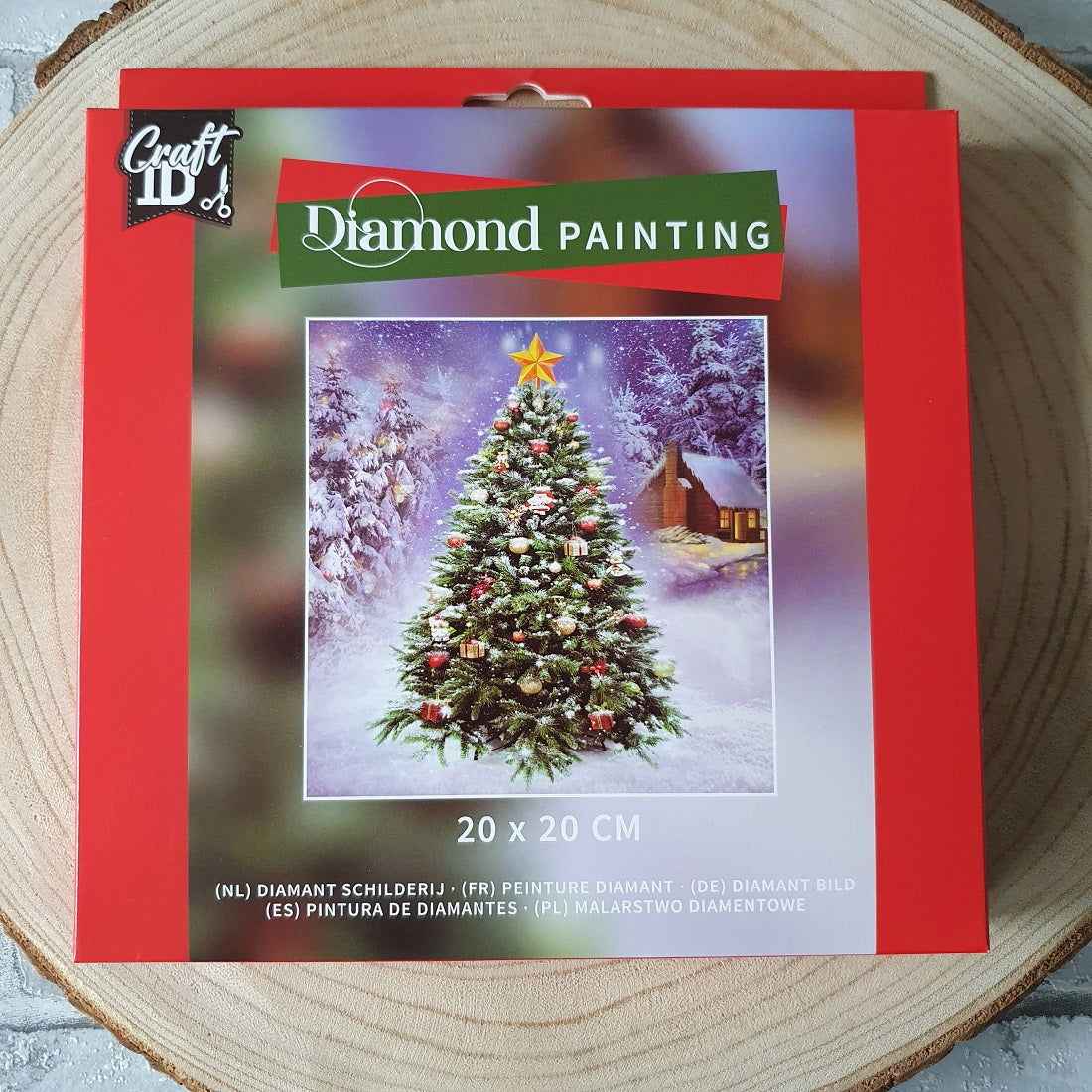 Diamond painting Kerstboom - 20 x 20 cm - Ronde steentjes
