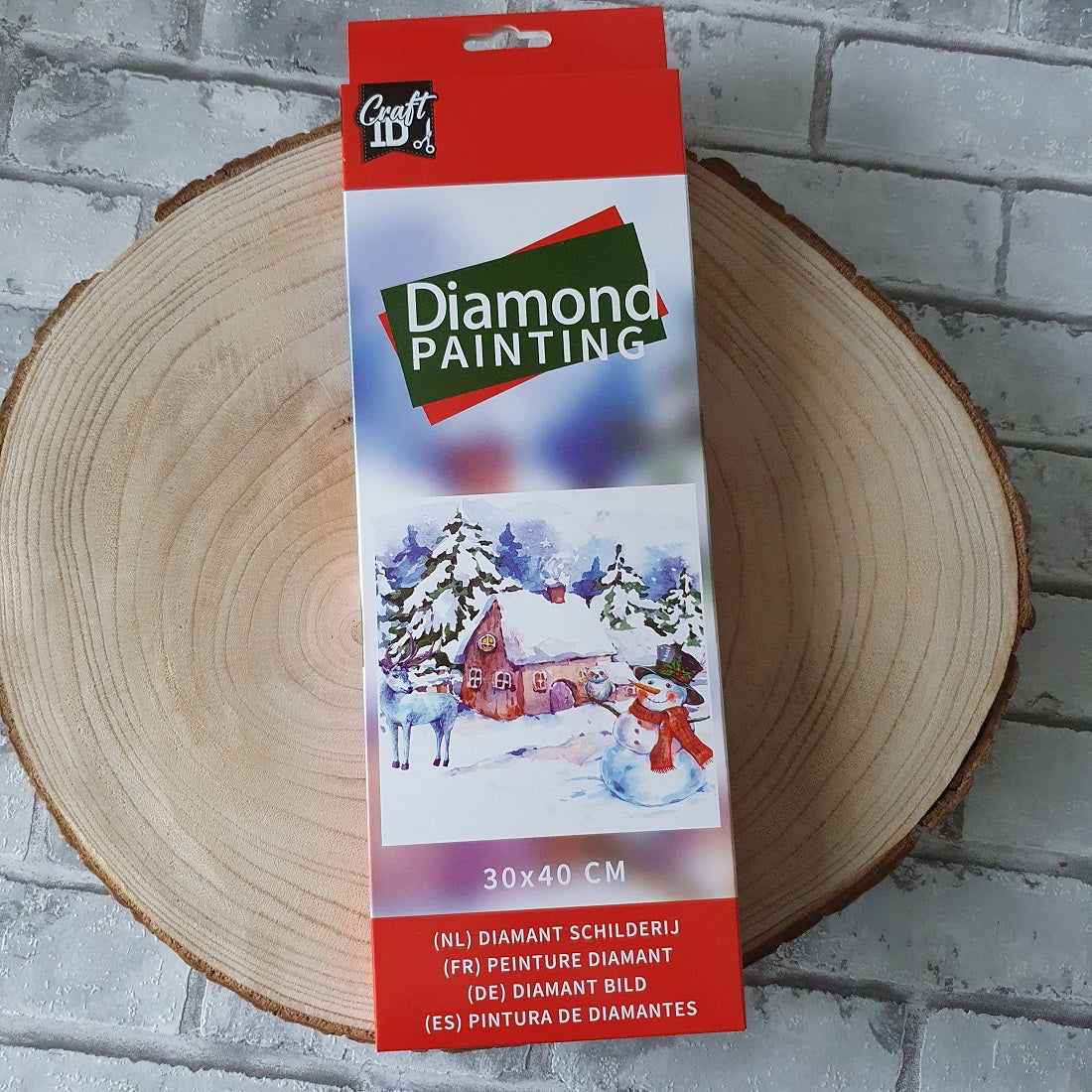 Diamond painting Kersthuisje in de sneeuw - 30 x 40 cm - Ronde steentjes