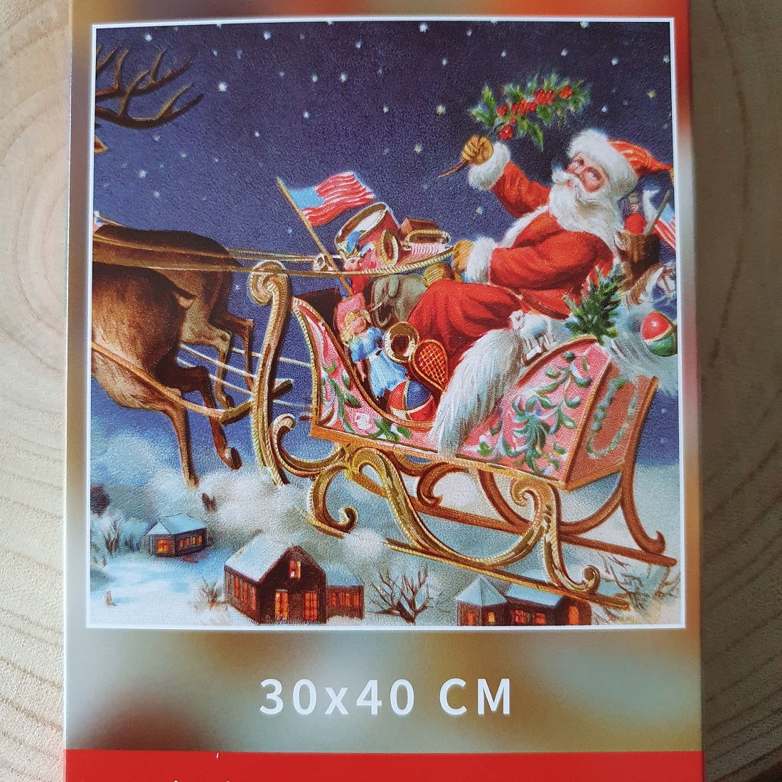 Diamond painting Kerstman in slee - 30 x 40 cm - Ronde steentjes - Hobby en meer