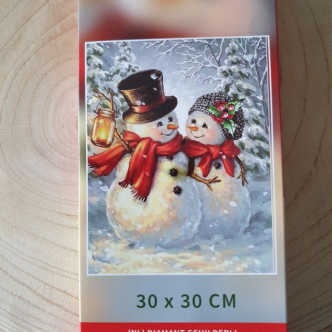 Diamond painting Sneeuwpoppen - 30 x 30 cm - Ronde steentjes - Hobby en meer