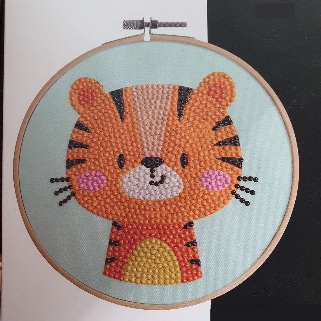 Diamond painting in hoop tijger - 15 cm - Ronde steentjes - Hobby en meer
