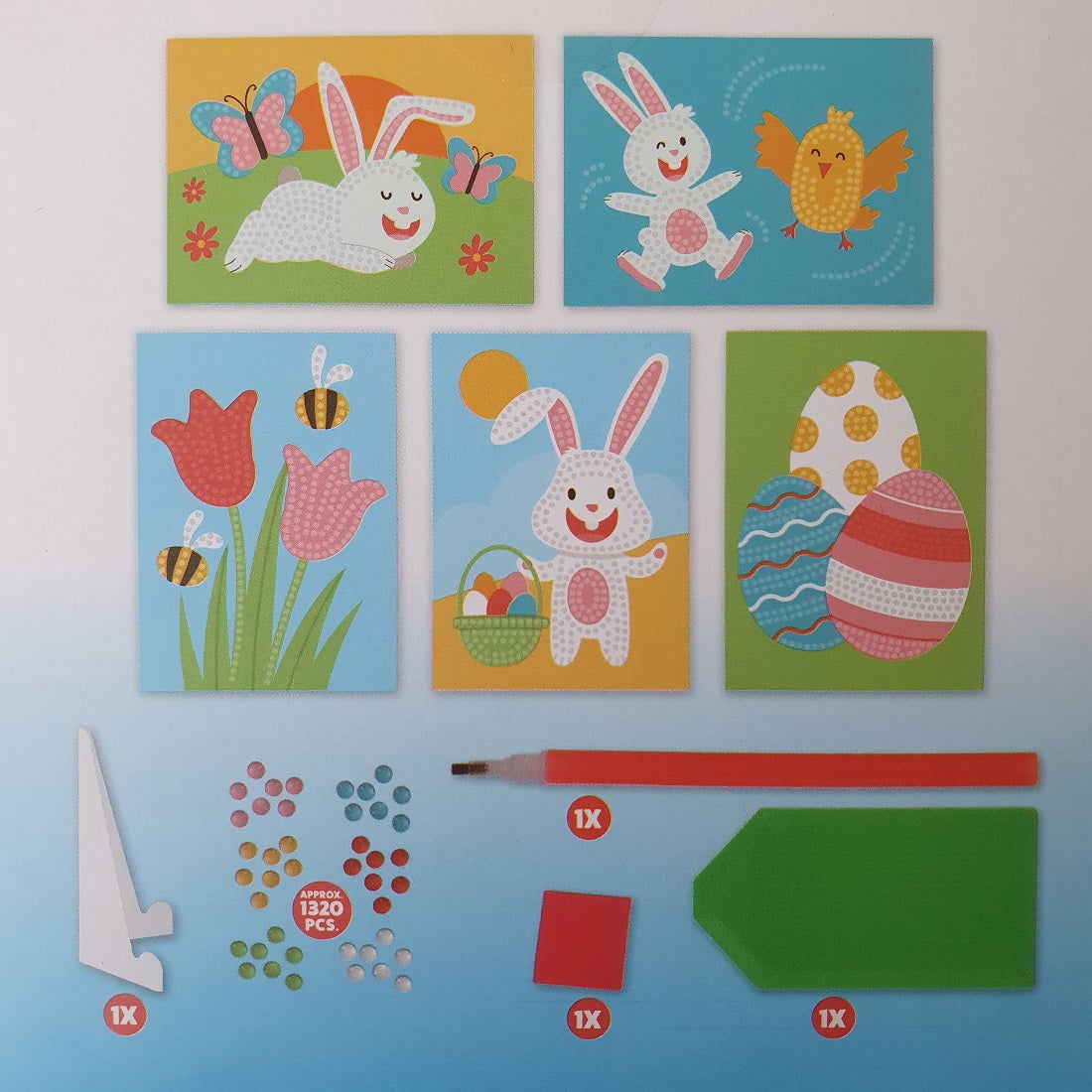 Diamond painting kaarten - Pasen - Konijntje met mandje - Hobby en meer